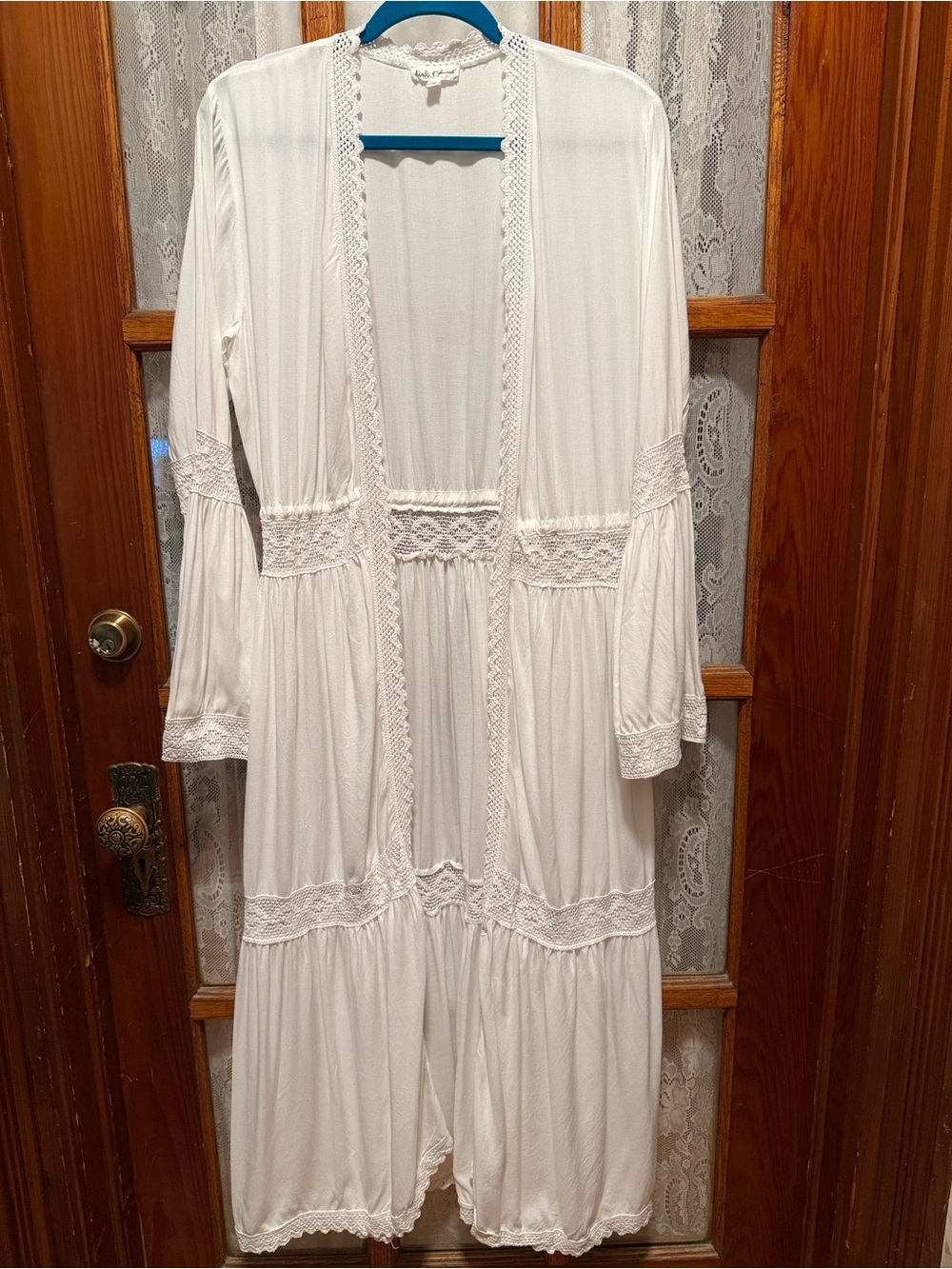 Kiwi + Punch White Lace Trim Long Duster